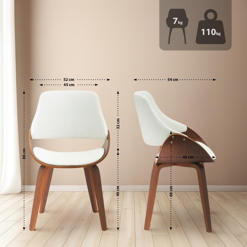 Juego de 2 sillas de comedor Vangale, nogal/blanco