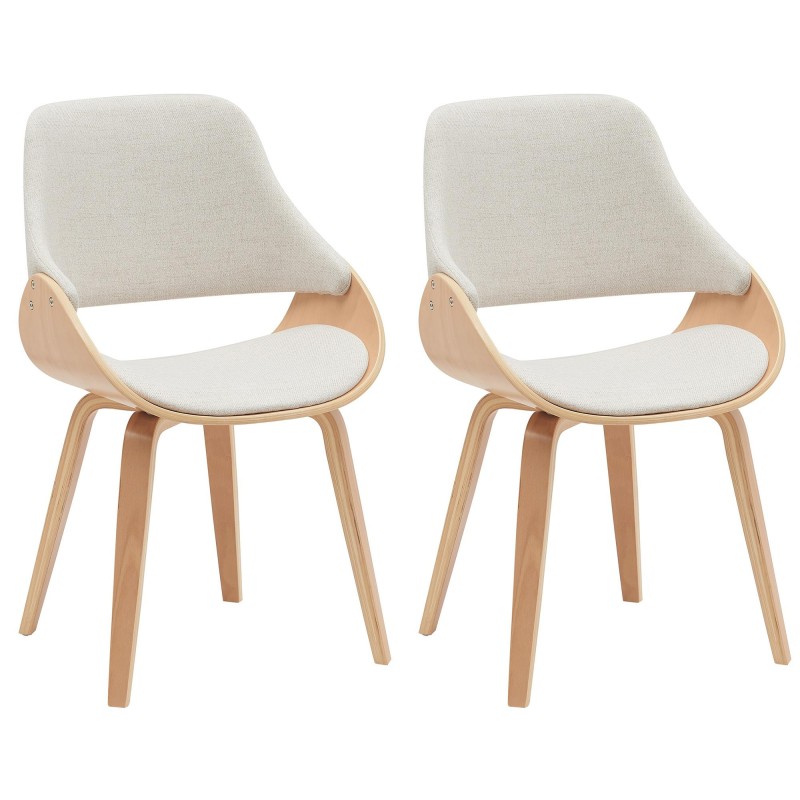 Juego de 2 sillas de comedor Vangale en color natural/crema
