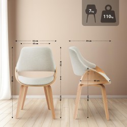Juego de 2 sillas de comedor Vangale en color natural/crema