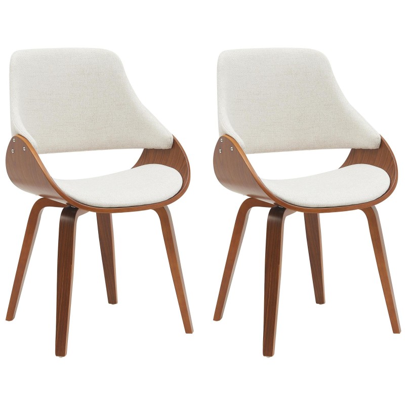 Juego de 2 sillas de comedor Vangale en nogal/crema