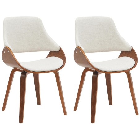 Juego de 2 sillas de comedor Vangale en nogal/crema
