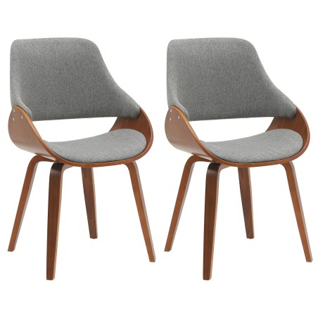 Juego de 2 sillas de comedor Vangale en nogal/gris oscuro