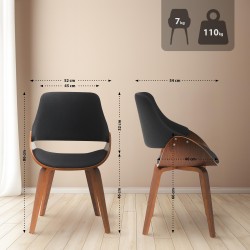 Juego de 2 sillas de comedor Vangale, nogal/negro