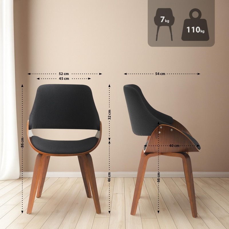 Juego de 2 sillas de comedor Vangale, nogal/negro
