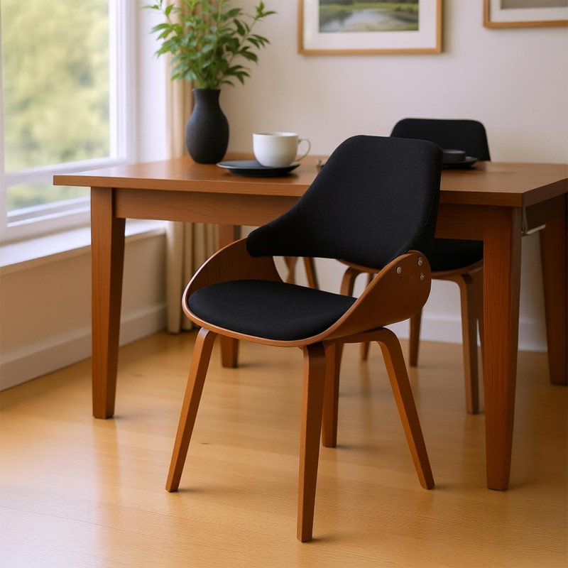 Juego de 2 sillas de comedor Vangale, nogal/negro