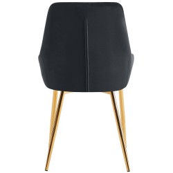 Juego de 2 sillas de comedor Elmira en terciopelo negro y dorado