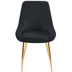 Juego de 2 sillas de comedor Elmira en terciopelo negro y dorado