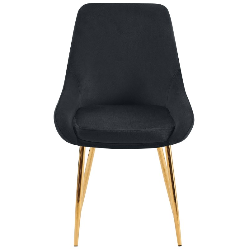 Juego de 2 sillas de comedor Elmira en terciopelo negro y dorado
