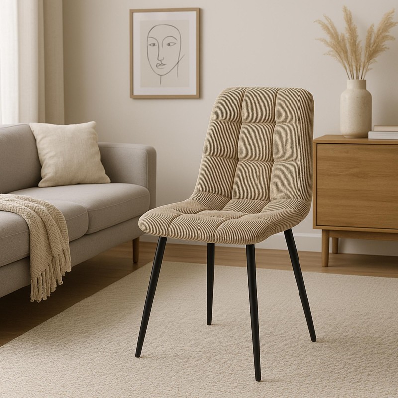 Juego de 2 sillas de comedor Antibes Cord color topo