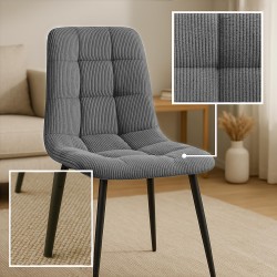 Juego de 2 sillas de comedor Antibes Cord gris