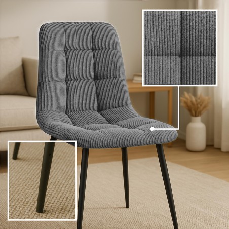 Juego de 2 sillas de comedor Antibes Cord gris
