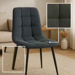 Juego de 2 sillas de comedor Antibes Cord negras