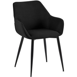 Silla de comedor Luena en tela negra