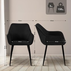 Silla de comedor Luena en tela negra Silla de comedor Luena en tela negra