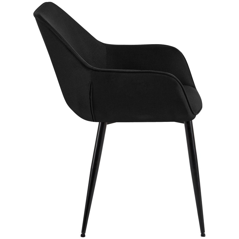Silla de comedor Luena en tela negra