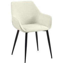 Silla de comedor Luena en tela color crema