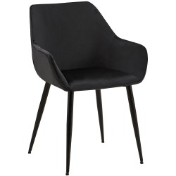 Silla de comedor Luena en terciopelo negro