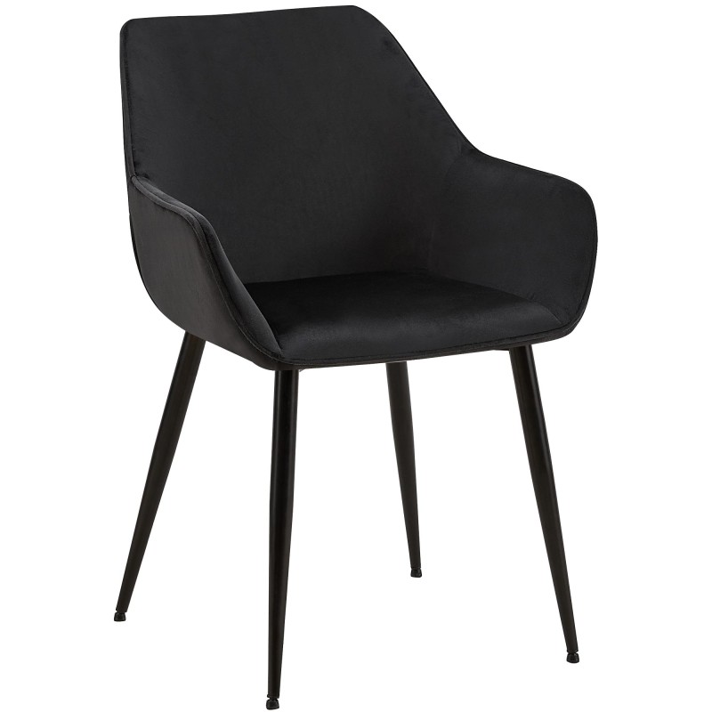 Silla de comedor Luena en terciopelo negro Silla de comedor Luena en terciopelo negro