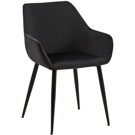 Silla de comedor Luena en terciopelo negro