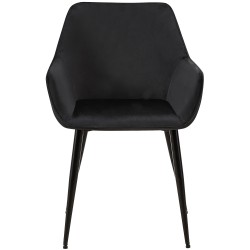 Silla de comedor Luena en terciopelo negro Silla de comedor Luena en terciopelo negro