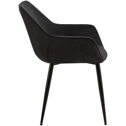 Silla de comedor Luena en terciopelo negro Silla de comedor Luena en terciopelo negro