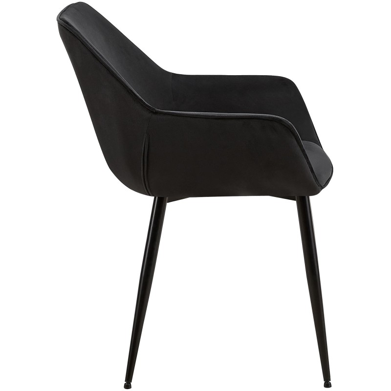 Silla de comedor Luena en terciopelo negro
