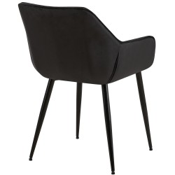 Silla de comedor Luena en terciopelo negro Silla de comedor Luena en terciopelo negro