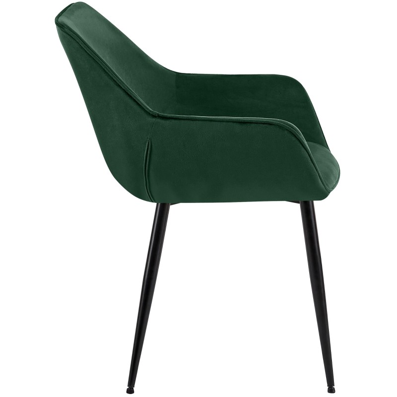 Silla de comedor Luena en terciopelo verde