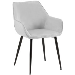 Silla de comedor Luena en terciopelo gris claro