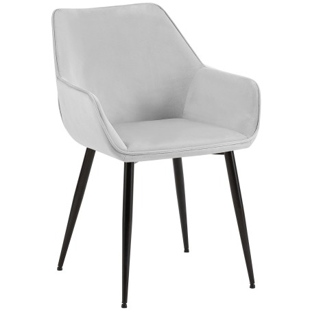 Silla de comedor Luena en terciopelo gris claro