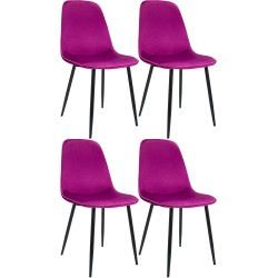 Juego de 4 sillas de comedor Maryam en terciopelo morado Juego de 4 sillas de comedor Maryam en terciopelo morado