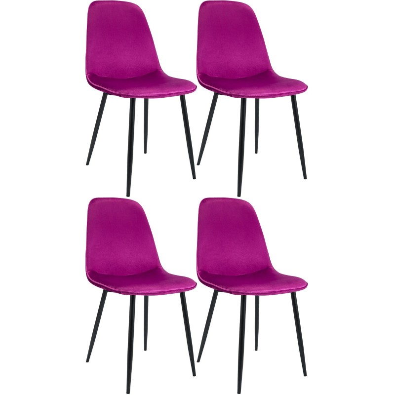 Juego de 4 sillas de comedor Maryam en terciopelo morado