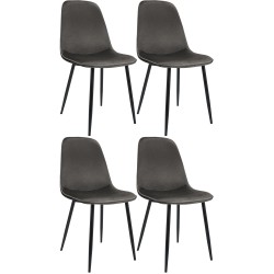 Juego de 4 sillas de comedor Maryam de terciopelo antracita Juego de 4 sillas de comedor Maryam de terciopelo antracita