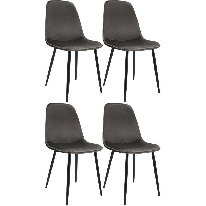 Juego de 4 sillas de comedor Maryam de terciopelo antracita