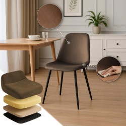 Juego de 4 sillas de comedor Maryam en terciopelo marrón Juego de 4 sillas de comedor Maryam en terciopelo marrón