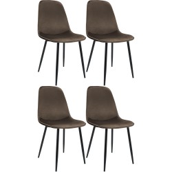 Juego de 4 sillas de comedor Maryam en terciopelo marrón Juego de 4 sillas de comedor Maryam en terciopelo marrón