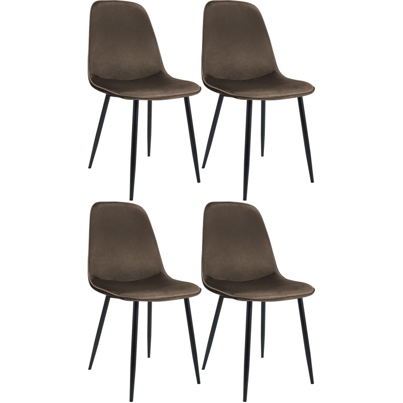 Juego de 4 sillas de comedor Maryam en terciopelo marrón