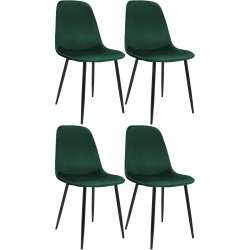Juego de 4 sillas de comedor Maryam en terciopelo verde Juego de 4 sillas de comedor Maryam en terciopelo verde