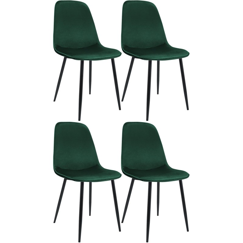 Juego de 4 sillas de comedor Maryam en terciopelo verde