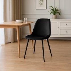 Juego de 4 sillas de comedor Maryam en terciopelo negro