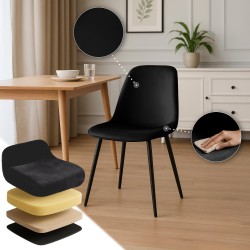 Juego de 4 sillas de comedor Maryam en terciopelo negro Juego de 4 sillas de comedor Maryam en terciopelo negro