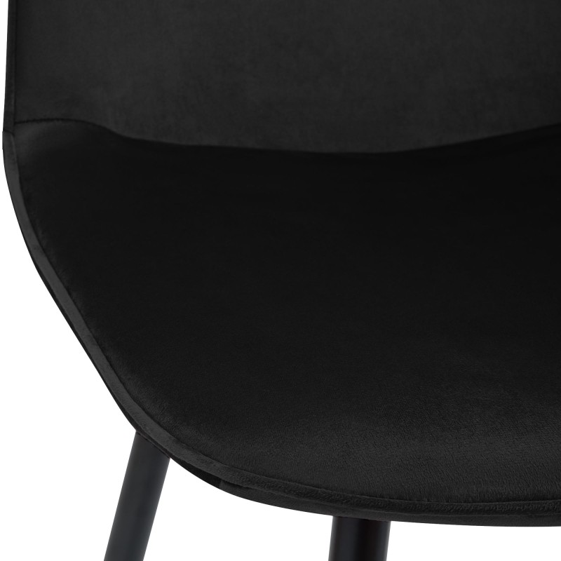 Juego de 4 sillas de comedor Maryam en terciopelo negro