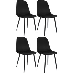 Juego de 4 sillas de comedor Maryam en terciopelo negro Juego de 4 sillas de comedor Maryam en terciopelo negro