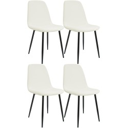 Juego de 4 sillas de comedor Maryam en tela color crema Juego de 4 sillas de comedor Maryam en tela color crema