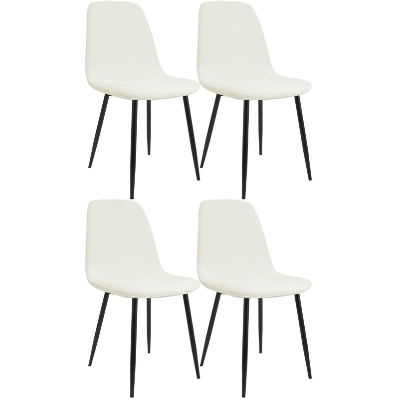 Juego de 4 sillas de comedor Maryam en tela color crema
