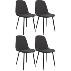 Juego de 4 sillas de comedor Maryam en tela gris oscuro Juego de 4 sillas de comedor Maryam en tela gris oscuro