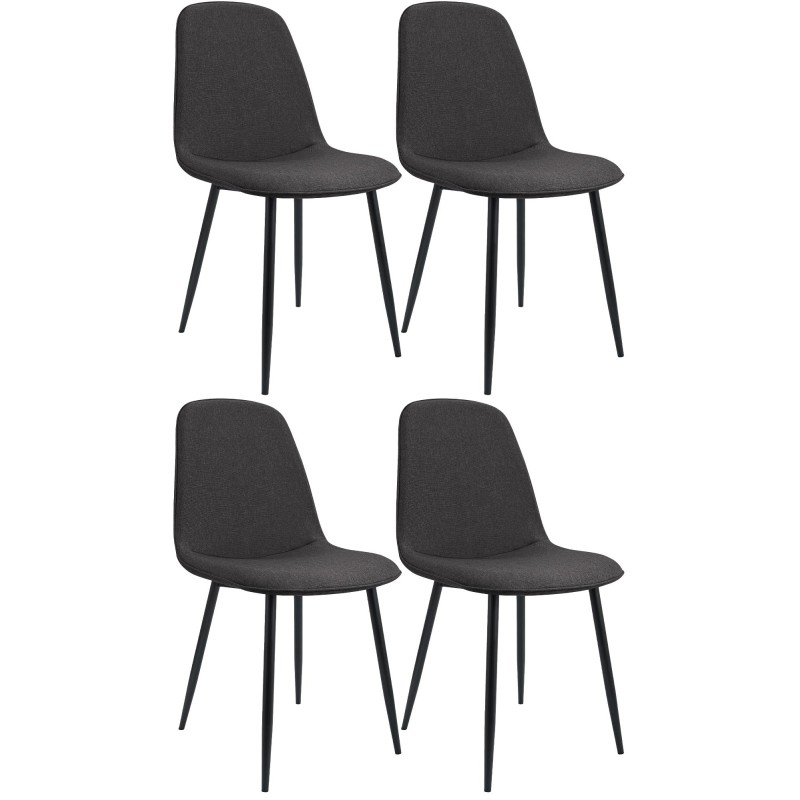 Juego de 4 sillas de comedor Maryam en tela gris oscuro