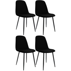 Juego de 4 sillas de comedor Maryam en tela negra Juego de 4 sillas de comedor Maryam en tela negra