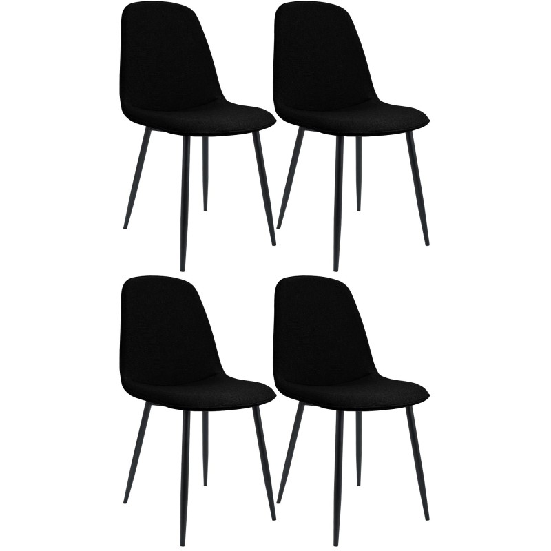 Juego de 4 sillas de comedor Maryam en tela negra