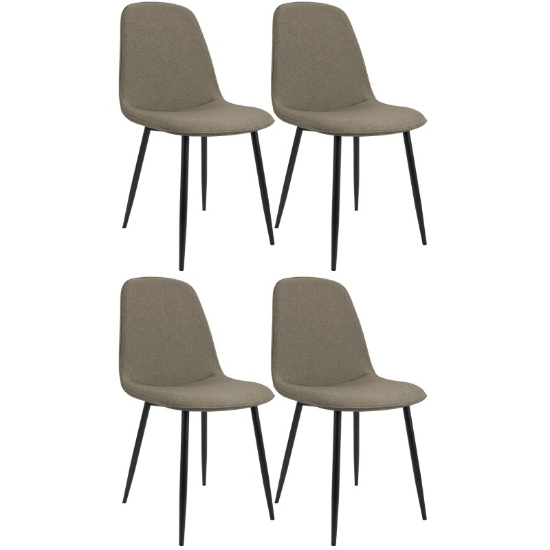 Juego de 4 sillas de comedor Maryam en tela color topo